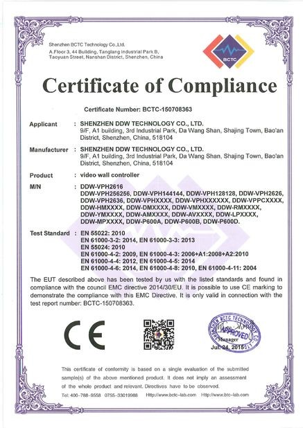 ประเทศจีน Shenzhen DDW Technology Co., Ltd. รับรอง